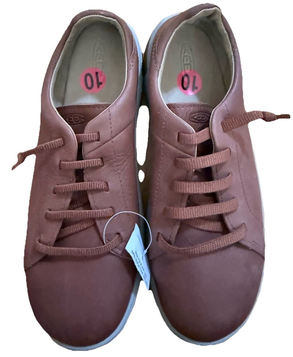 NWT KEEN Men’s KNX Leather Tortoise Shell Plaza Taupe Lace Up Sneakers Size 10M